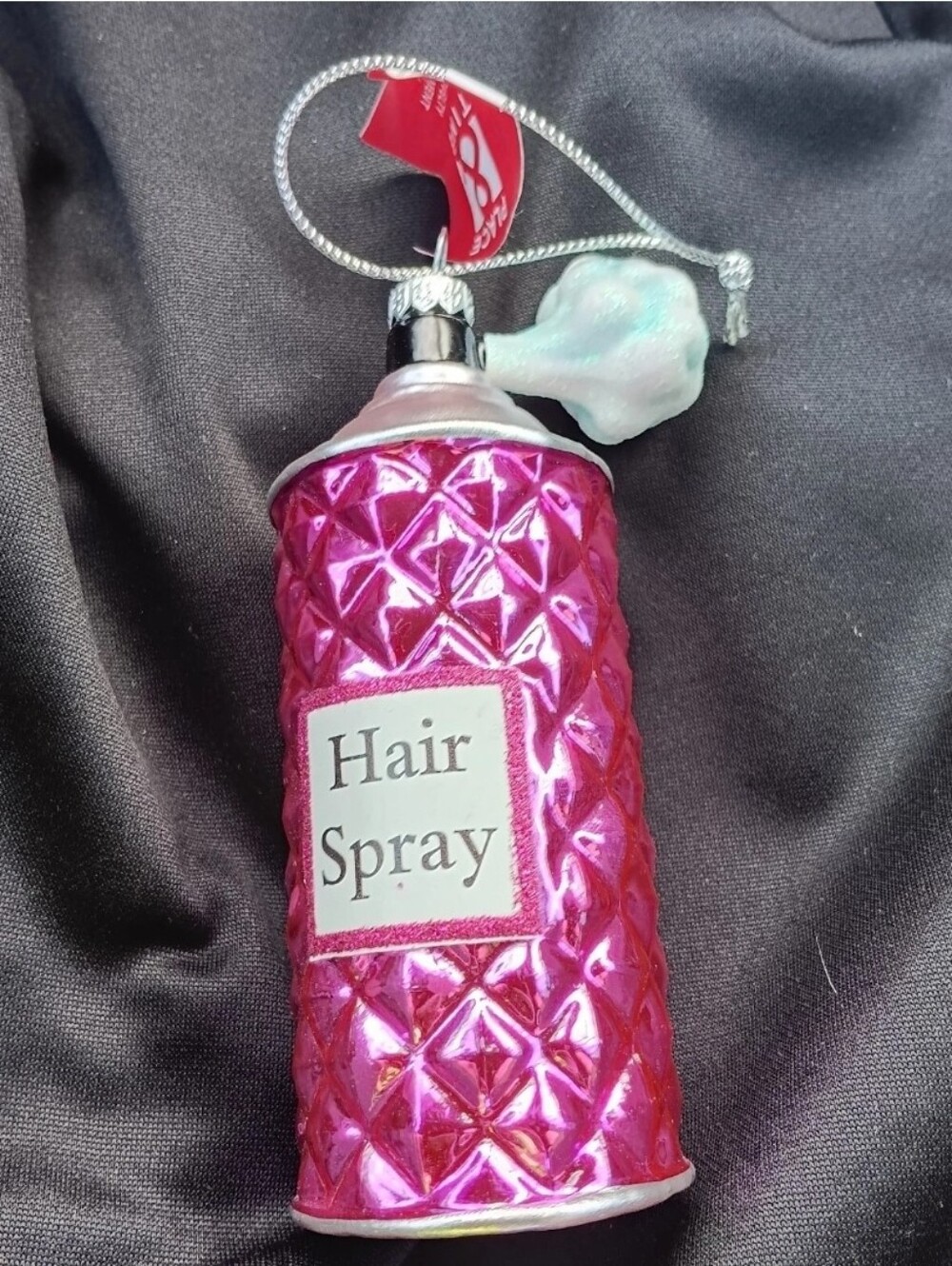 Hairspray Can Glass Christmas 🎄 Tree Ornament NWOT